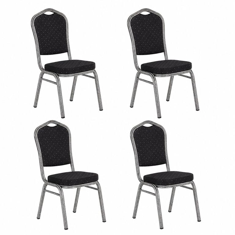 Pack 4 Silla Tapizada Eventos Fiestas Conferencias Comedor - NEGRO Negro