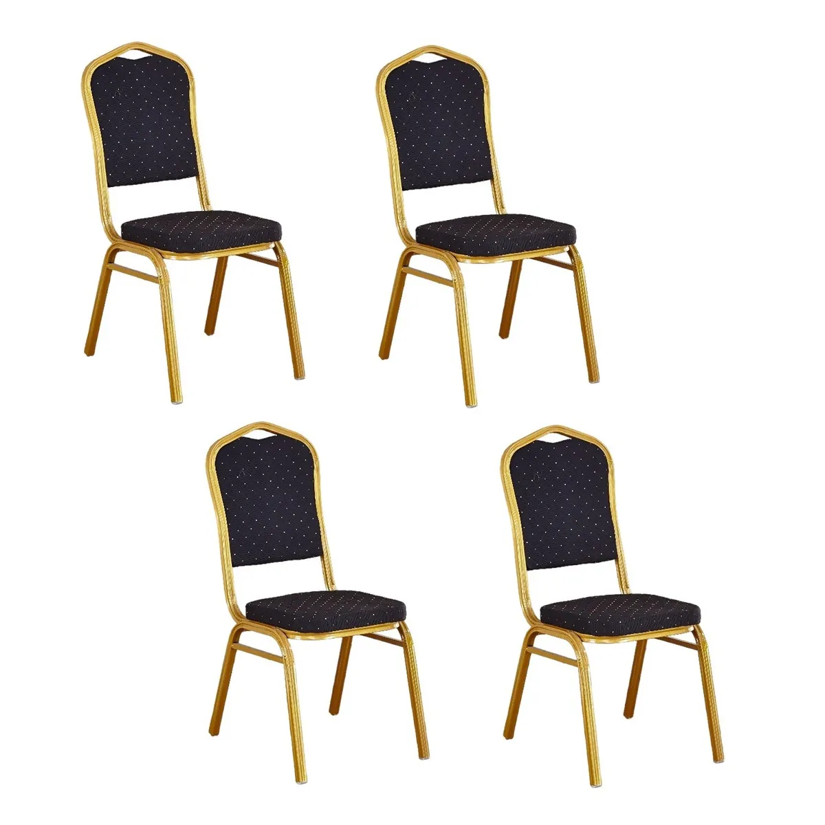 CRUSEC - Pack 4 Silla Tapizada Eventos Fiestas Conferencias Comedor - NEGRO