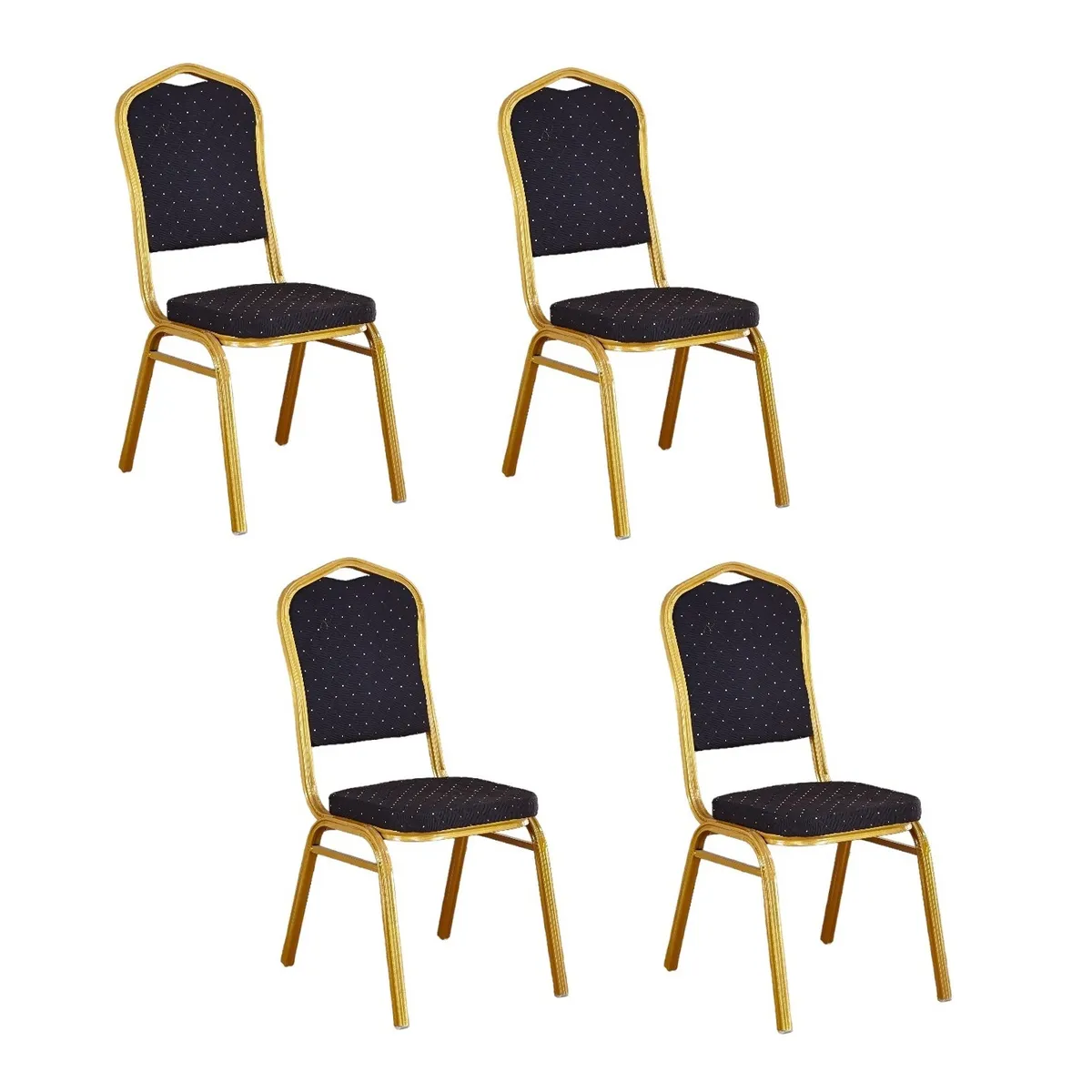 CRUSEC - Pack 4 Silla Tapizada Eventos Fiestas Conferencias Comedor - NEGRO