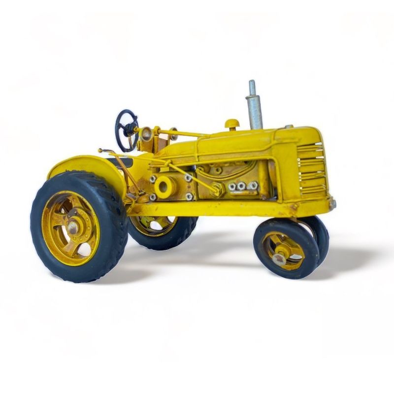 MONTREAL - Tractor Amarillo A Escala Decoración Vintage En Fierro