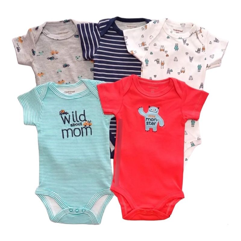 TEDMIMAK - set 5 bodys bebe manga corta.