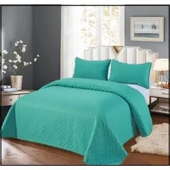 GENERICO - Cubrecama cobertor Tipo Quilt Verano 2 Plazas Turquesa pp