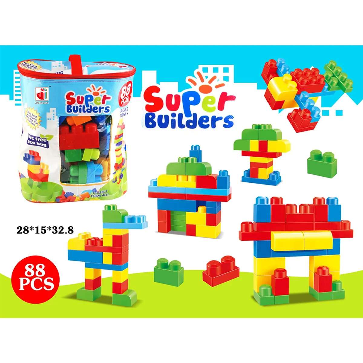 CRUSEC - Bloks Juego De Construcción Multicolor 88 Piezas Deluxe