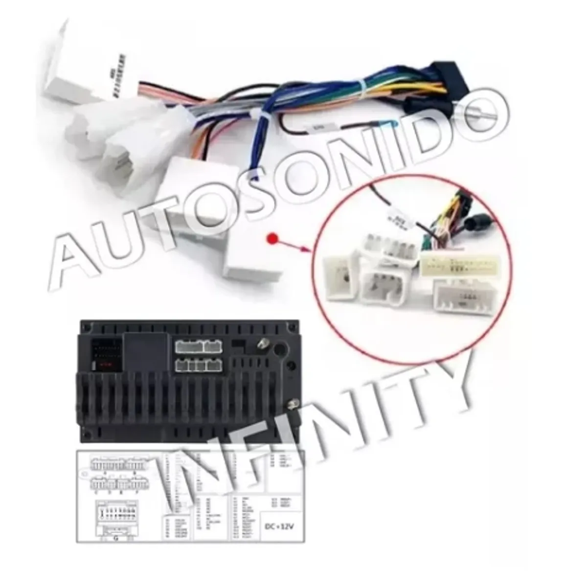 GENERICO - Arnes Conector Para Radio Android Toyota Y Antena 2006-2019