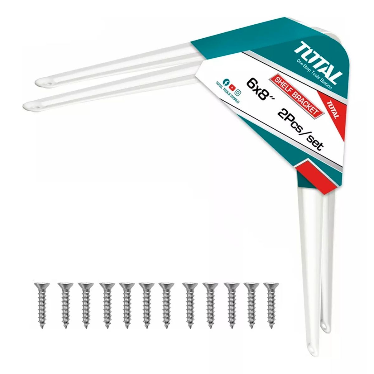 TOTAL TOOLS - Soporte Escuadra Para Repisa Estante 6''x8'' 2 Unds Total