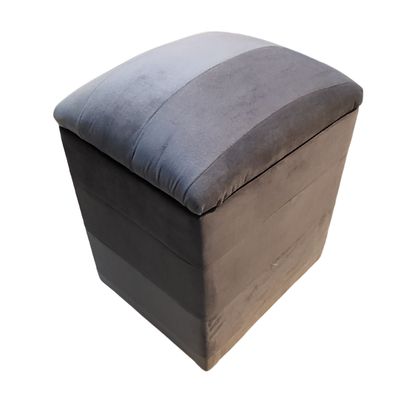 Imagen 2 del producto Pouf Baul Grises Bicolor Felpa 40x33x45 Rimar