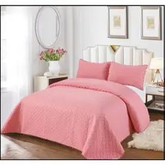 GENERICO - Cubrecama de verano Tipo Quilt 2 Plazas Rosado pp