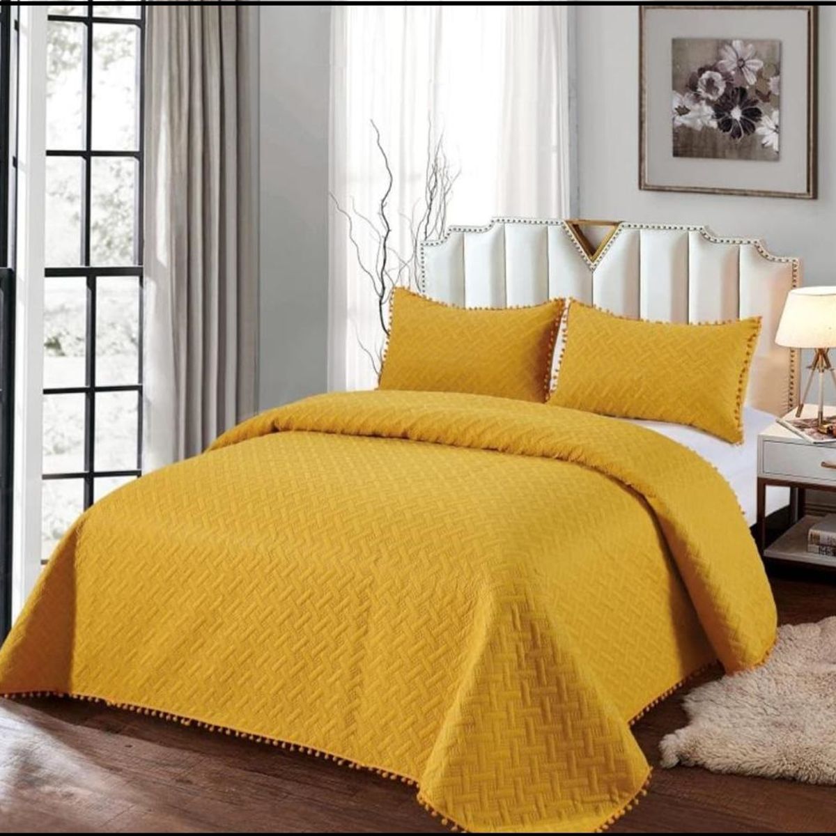 GENERICO - Cubrecama Tipo Quilt 2 Plazas Mostaza pp