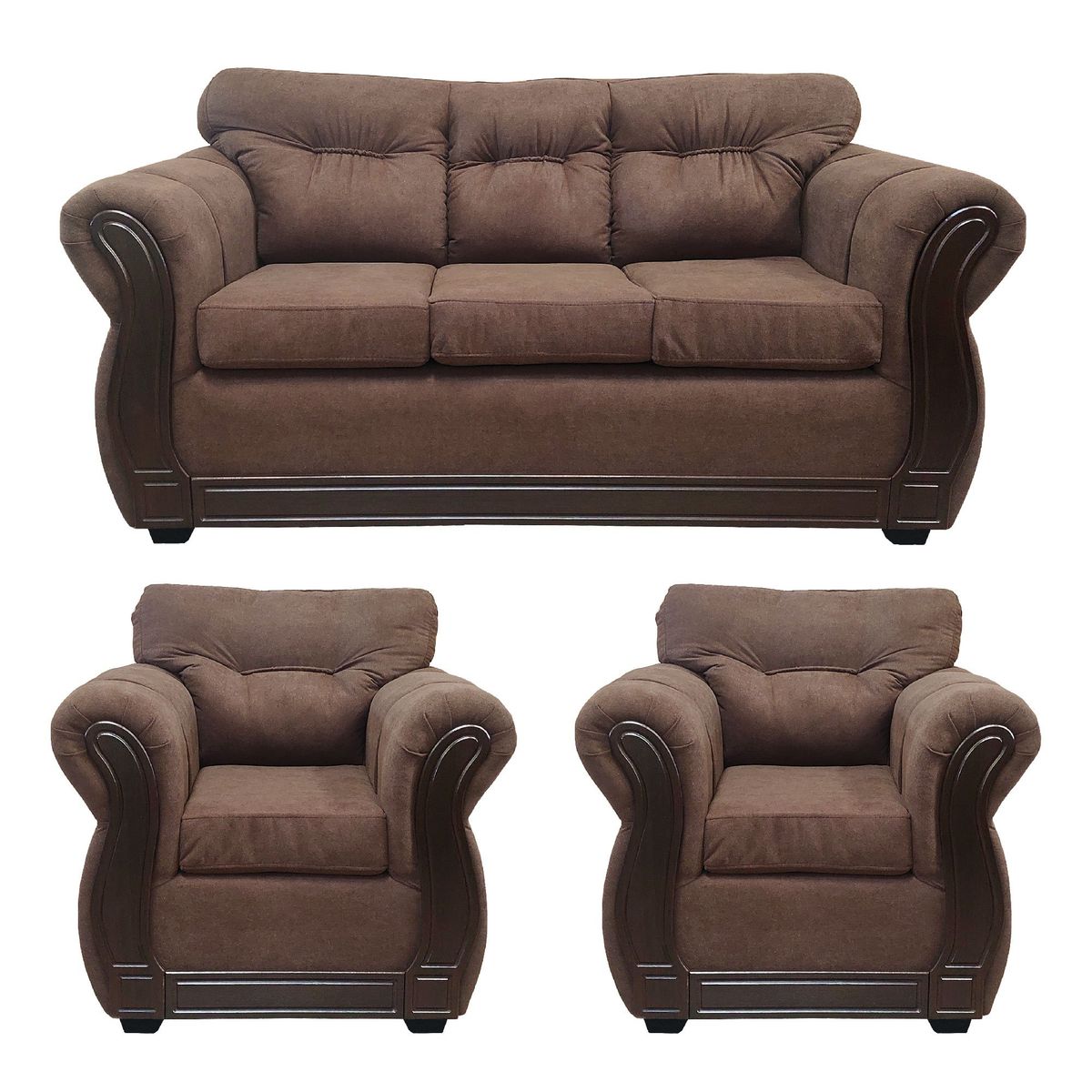 AMERICA DECORA - Living Con Resorte Estructural 5 Cuerpos 3-1-1 Taurus Café