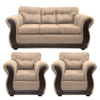 Living Con Resorte Estructural 5 Cuerpos Taurus 3+1+1 Chenille Beige