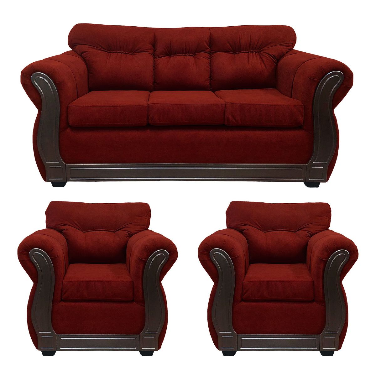 AMERICA DECORA - Living Con Resorte Estructural 5 Cuerpos 3-1-1 Taurus Burdeo