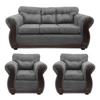 Living Con Resorte Estructural 5 Cuerpos Taurus 3+1+1 Chenille Gris