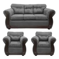 AMERICA DECORA - Juego de living 3-1-1 Taurus Gris Oscuro