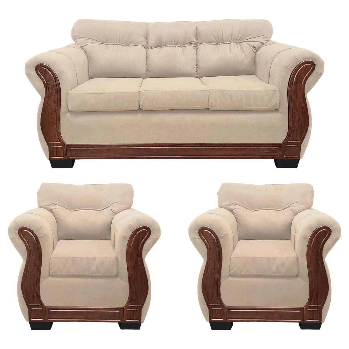 AMERICA DECORA - Living Con Respaldo Confortable 5 Cuerpos Taurus 3+1+1 Chenille X