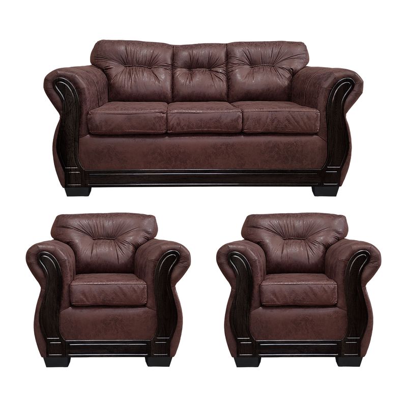 AMERICA DECORA - Living Con Respaldo Confortable 5 Personas Taurus 3+1+1 Envejecido
