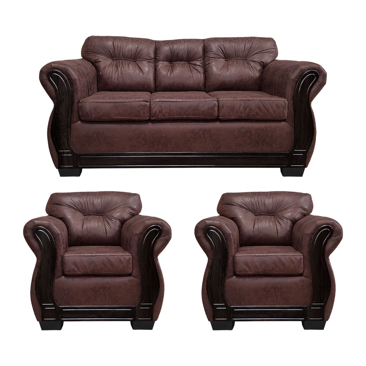 AMERICA DECORA - Living Con Respaldo Confortable 5 Cuerpos Taurus 3+1+1 Envejecido