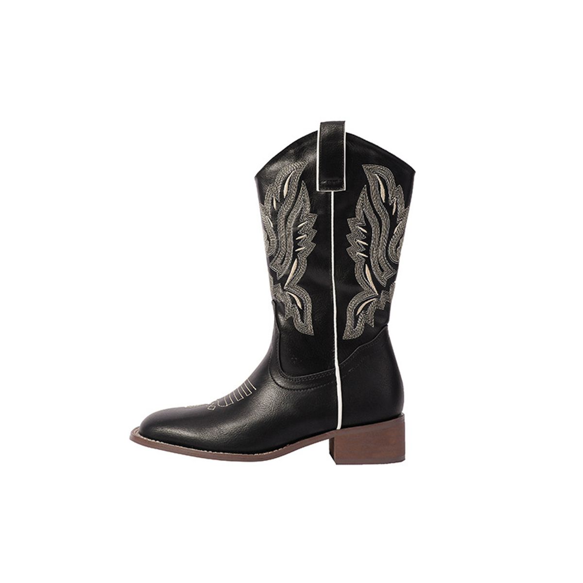 XHCY - Mujer con diseño con bordado de punta cuadrada con tacón grueso Botas