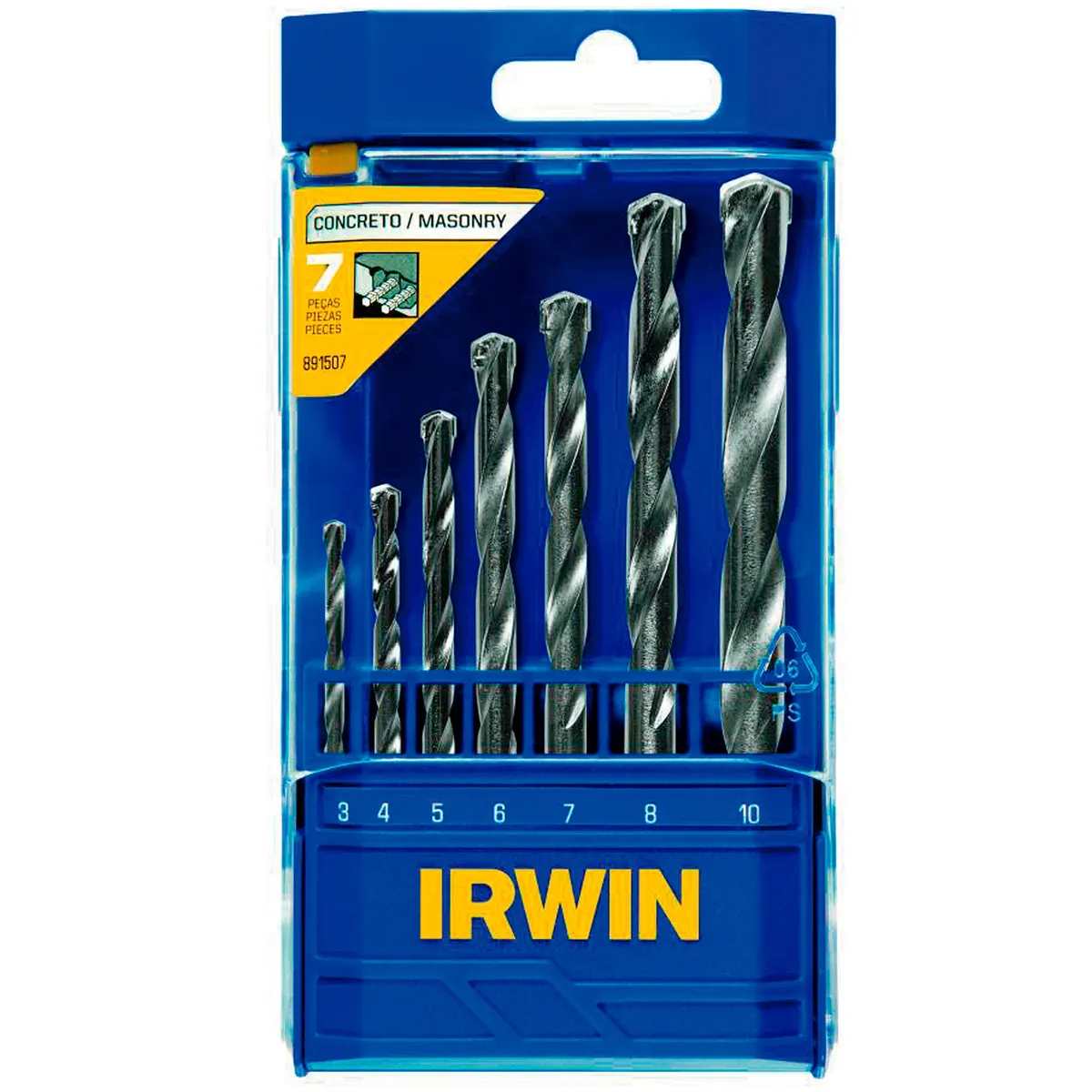IRWIN - Set 7 brocas Concreto 3, 4, 5, 6, 7, 8, 10mm IRWIN