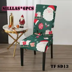 GENERICO - Fundas para silla de comedor diseño navidad 6 unidades