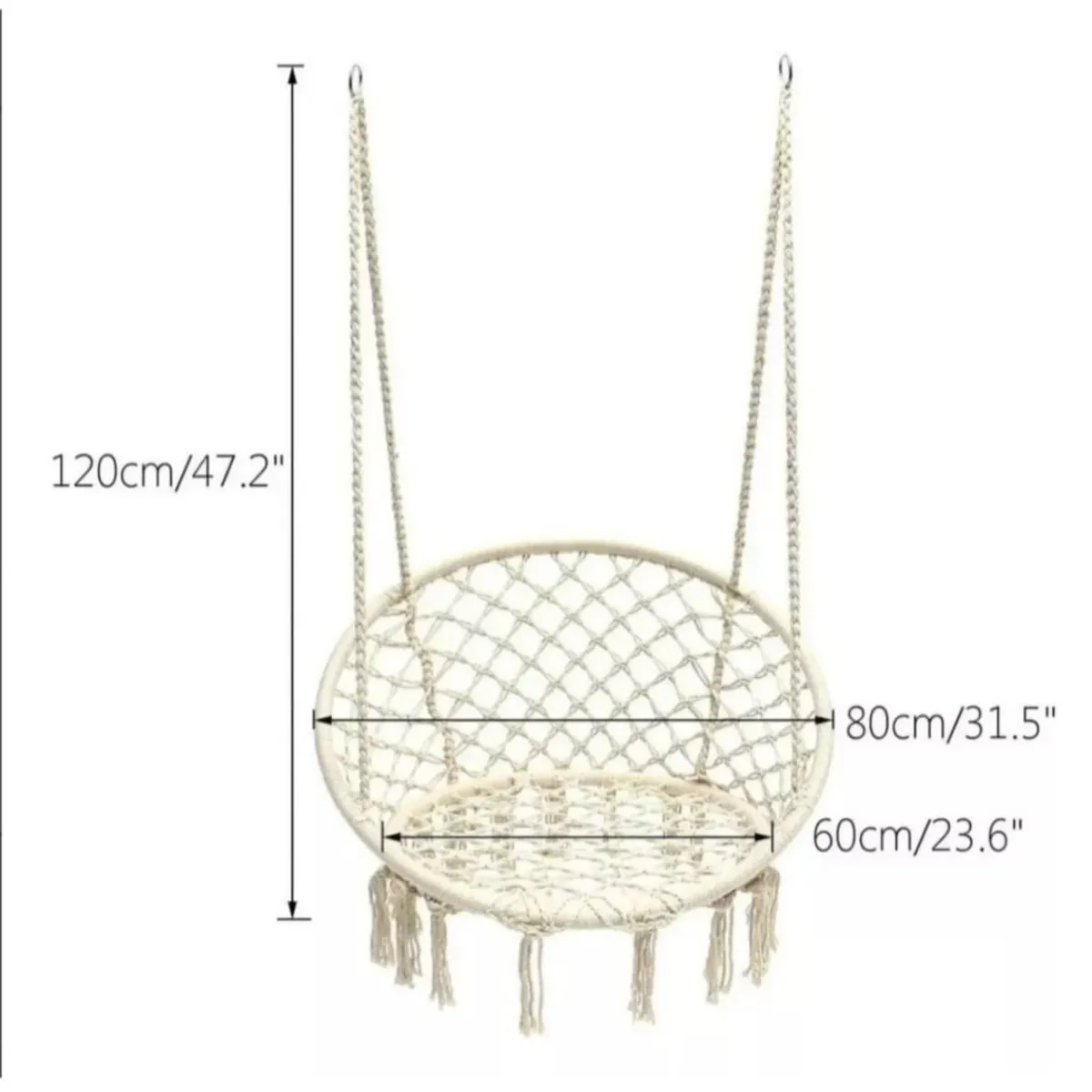GENERICO - Silla Colgante Hamaca para jardin living terraza - Beige - Decoracion