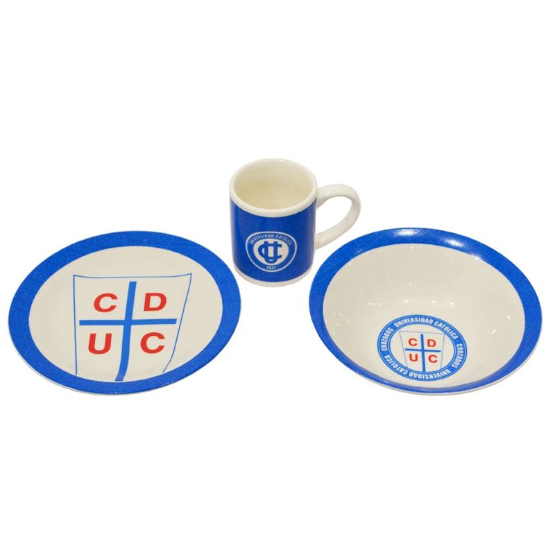 TITANIO - Set 3 piezas Plato Bowl Taza Desayuno U Católica UC