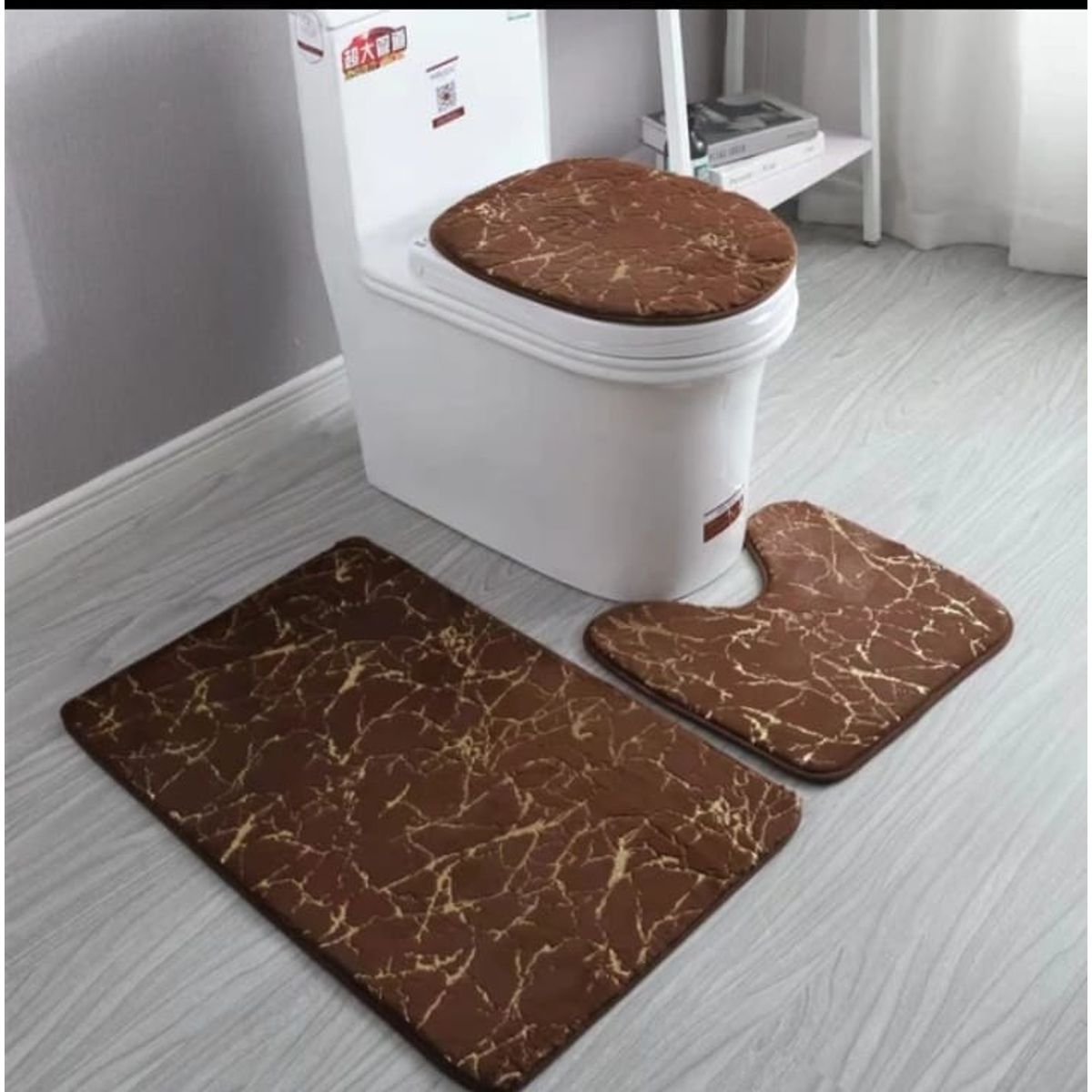 GENERICO - Juego de baño 3 piezas / Set de Baño Peludo Cafe New