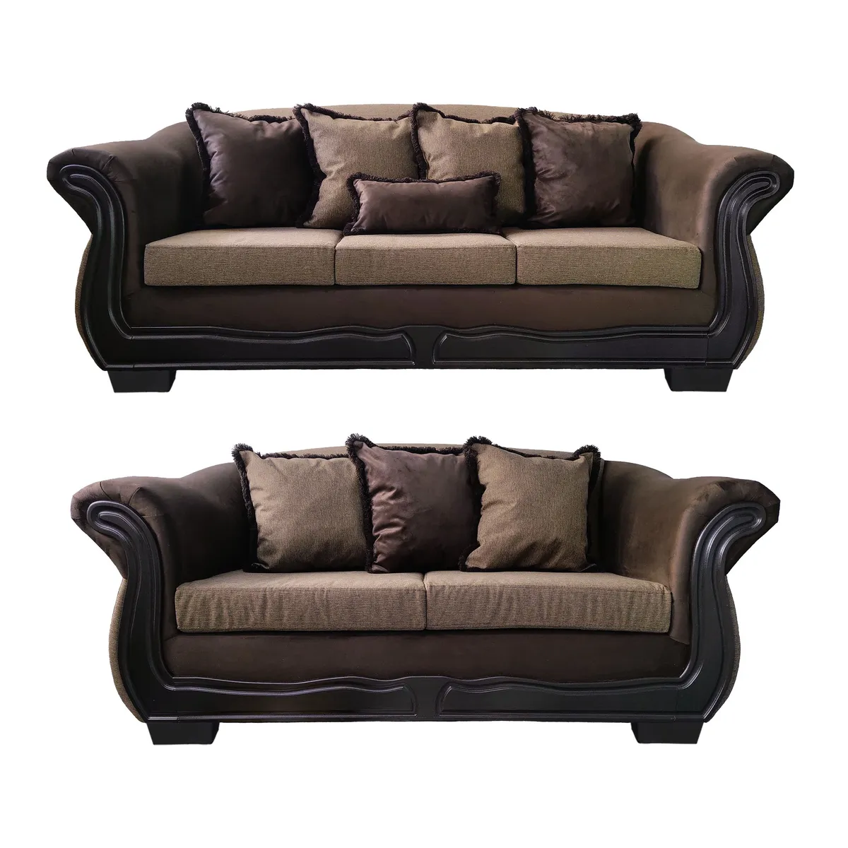 AMERICA DECORA - Living Con Resorte Estructural Búfalo 7 Cuerpos 4+3 Rústico