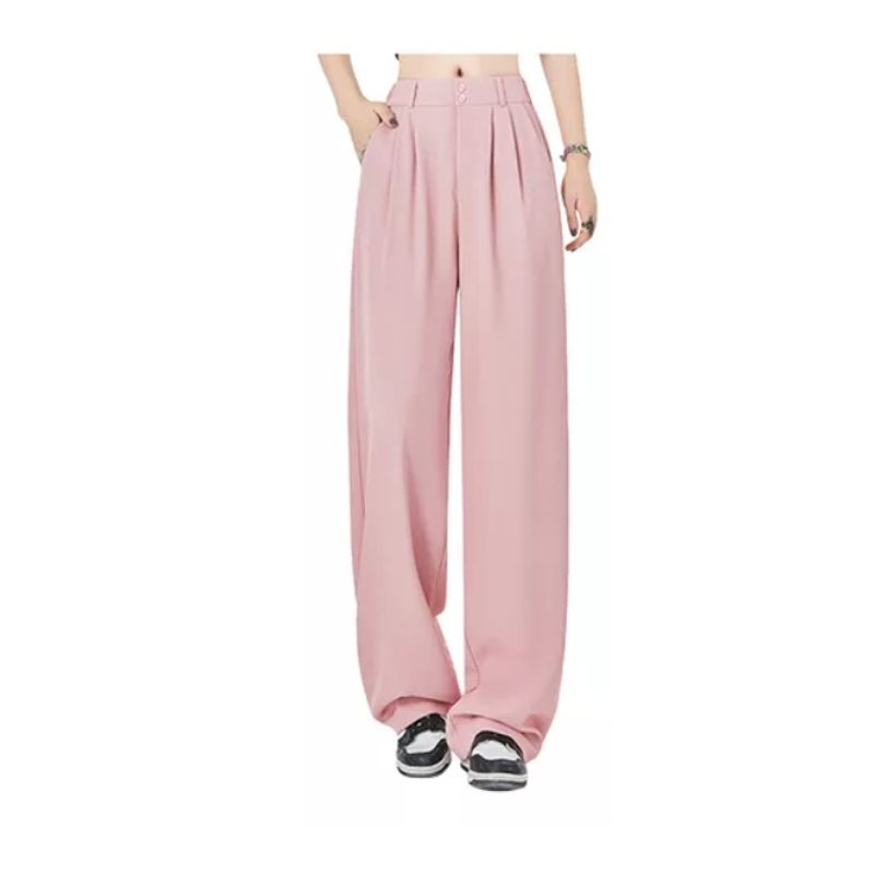 EVERSO - Pantalone Vestir Tiro Altopantalones Pierna Ancha Unicolor