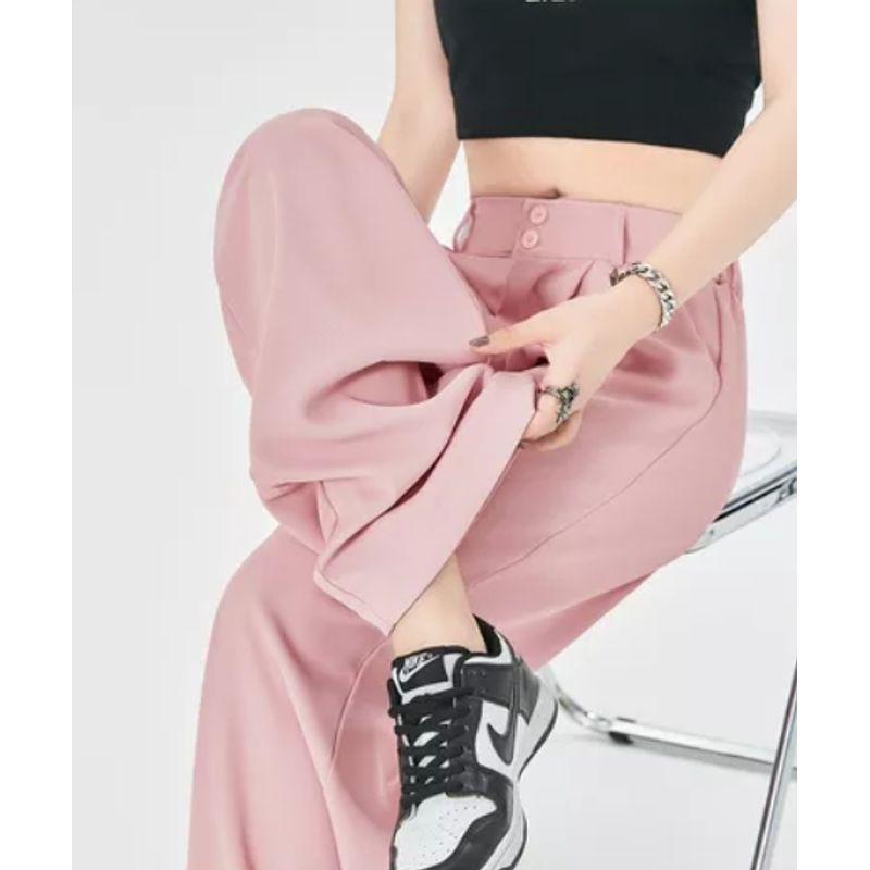 EVERSO - Pantalone Vestir Tiro Altopantalones Pierna Ancha Unicolor