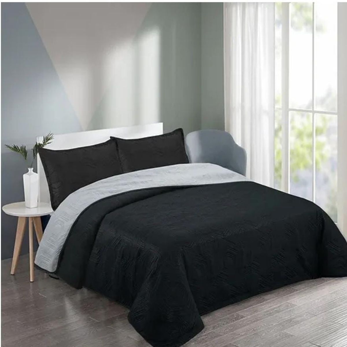 GENERICO - cubrecama quilt verano King bicolor 240cm x 270cm
