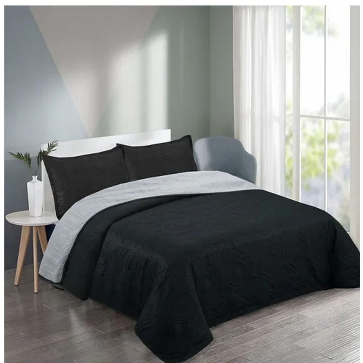 GENERICO - cubrecama quilt verano King bicolor 240cm x 270cm
