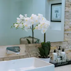 VADELL - Orquídea blanca de 65 cm en macetero Home