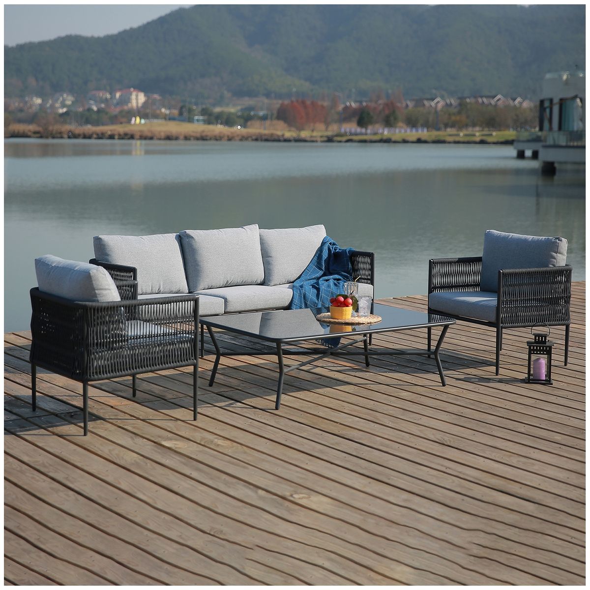 GENERICO - Juego de living terraza Cantaria 5 personas