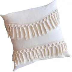MANDIRHOME - Funda Cojín Boho Tipo Macrame Crudo Cuadrada