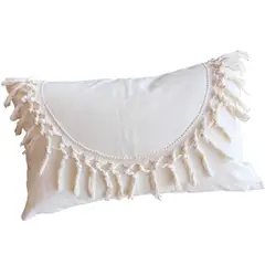 MANDIRHOME - Funda Cojín Boho Tipo Macrame Crudo Rectangular