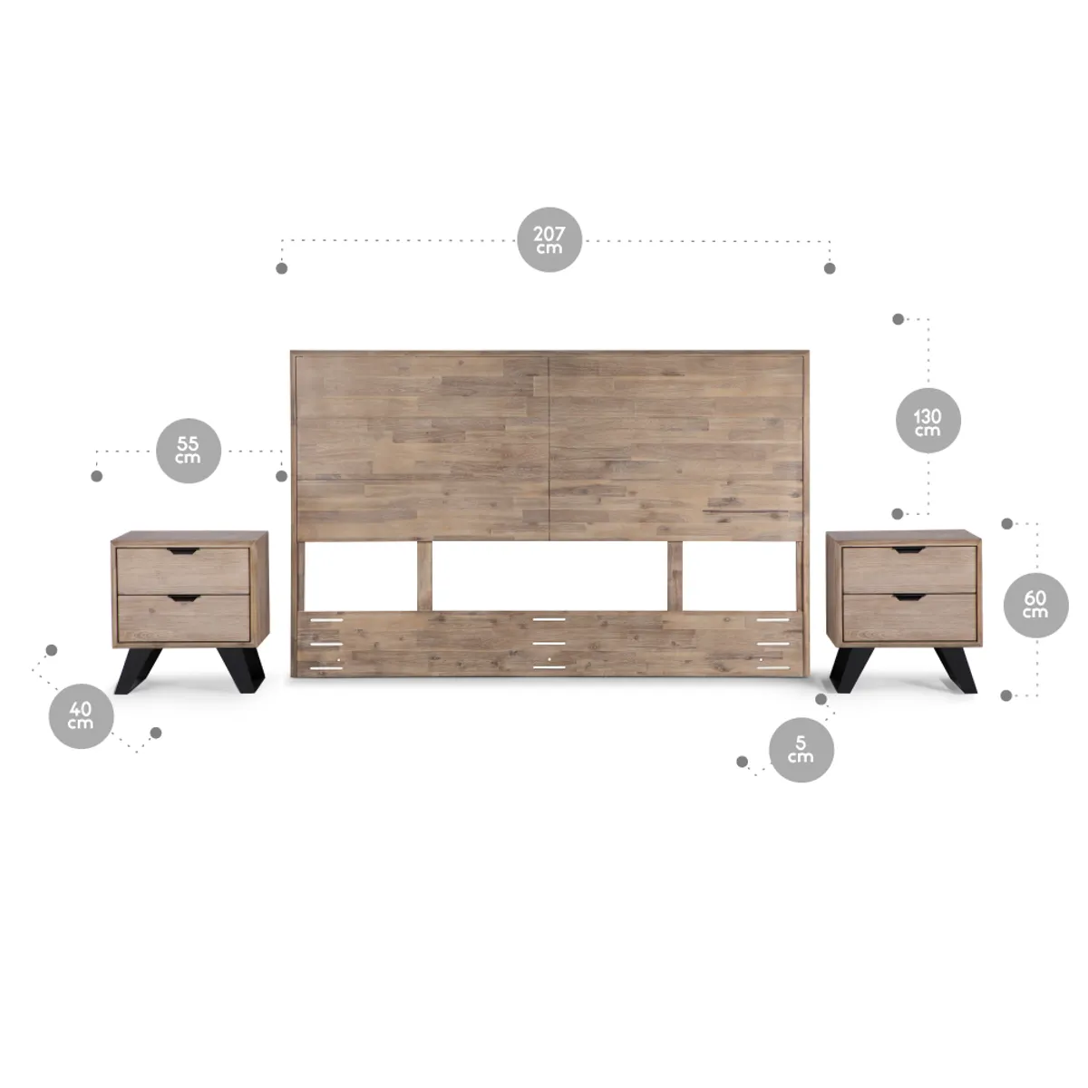 ROSEN - Set Respaldo King + Veladores Rosen Culver