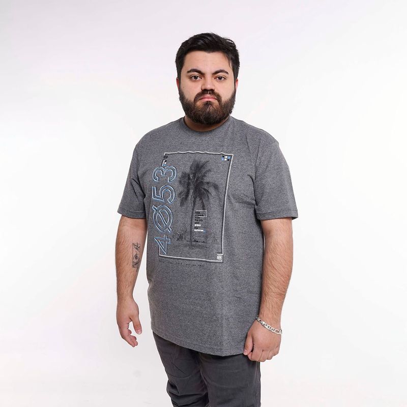 GANGSTER - Plus Polera Mc Básica 4053G Gris Gangster