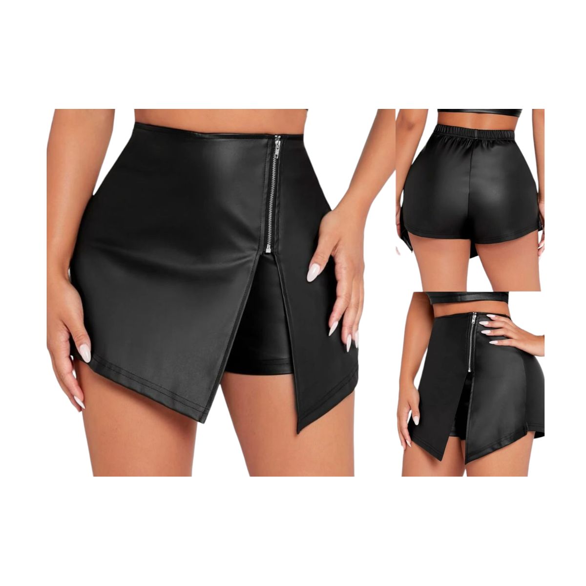 AGW - Falda Short Cuero Mujer