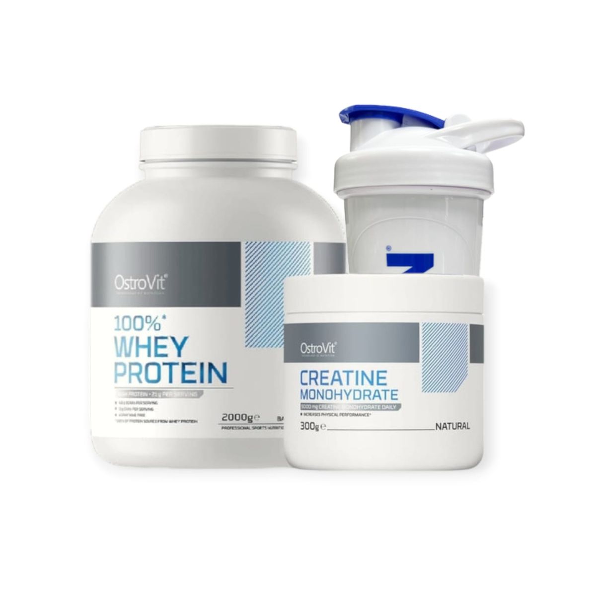 OSTROVIT - 100 Whey Protein 2000gr French Vanilla  Creatina300gr  shaker 750ml - Ostrovit