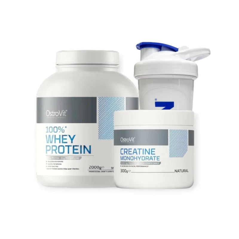 OSTROVIT - 100 Whey Protein 2000gr Banana Cake  Creatina 300gr  shaker 750ml - Ostrovit
