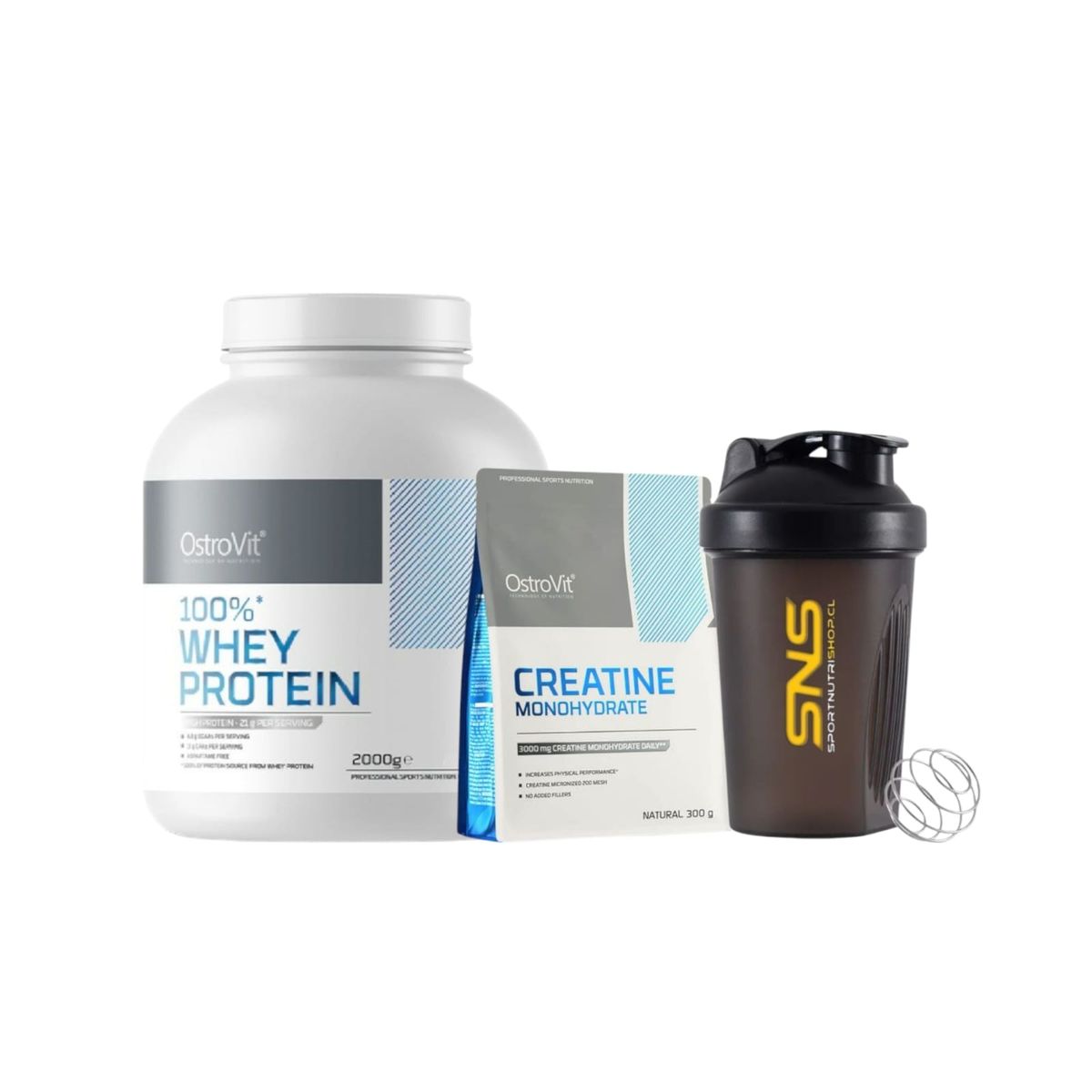 OSTROVIT - 100 Whey Protein 2000gr Peanut Butter  Creatina 300gr  shaker 750ml - Ostrovit