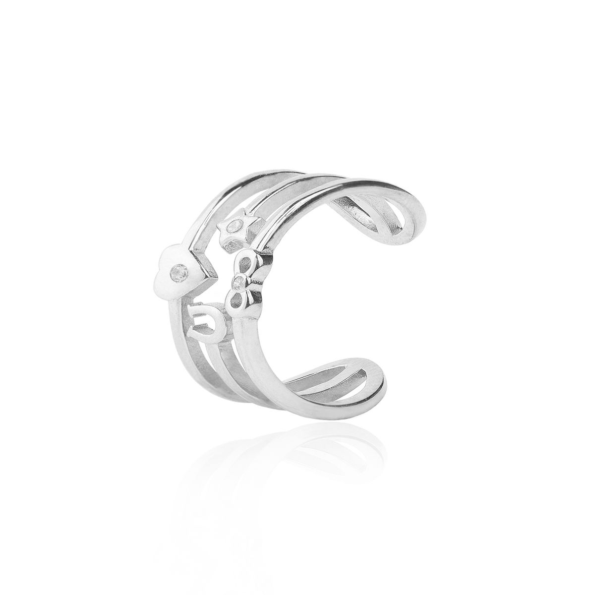 JB JOYAS BARON - Anillo de Plata Esterlina 925 Abierto Corazon Herradura