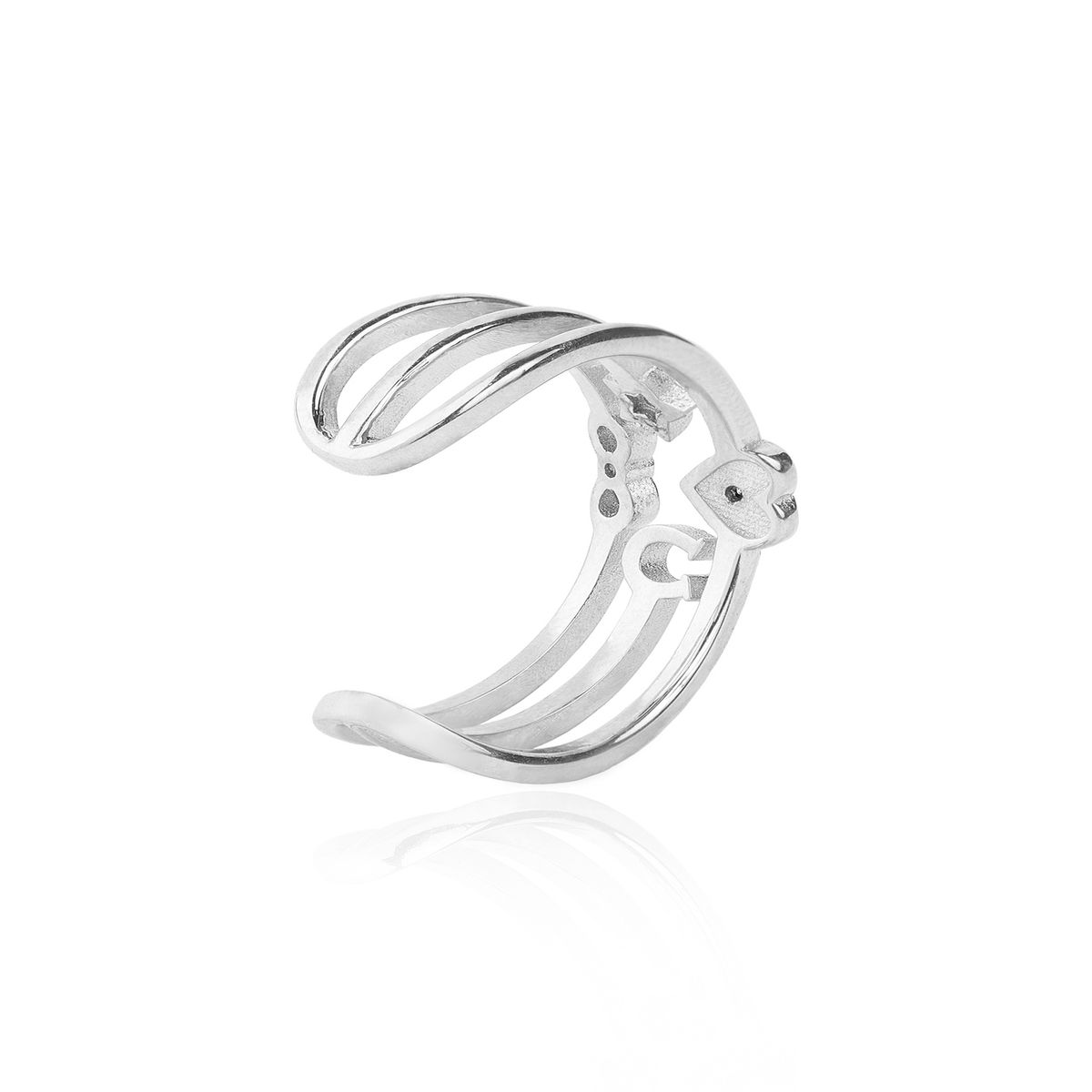 JB JOYAS BARON - Anillo de Plata Esterlina 925 Abierto Corazon Herradura