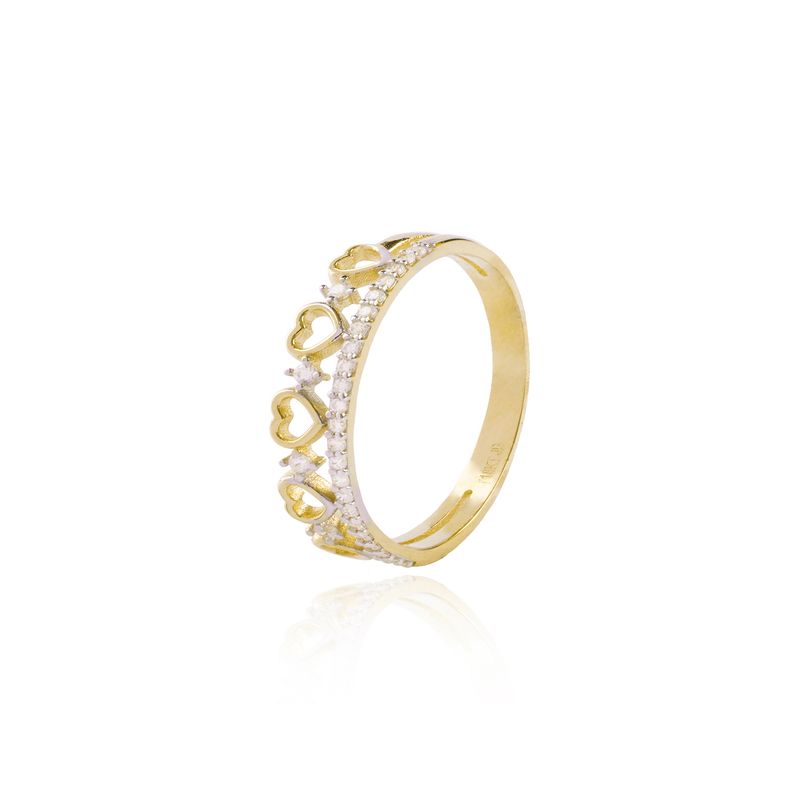 JB JOYAS BARON - Anillo de Oro 18kt Corona Corazones