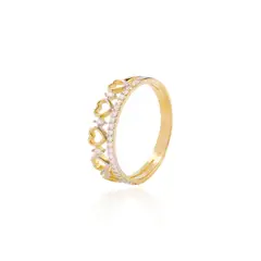 JB JOYAS BARON - Anillo de Oro 18kt Corona Corazones