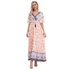 LOOK SHOP - Vestido Largo Primavera Mujer Algodón Flores. Calidad. 273