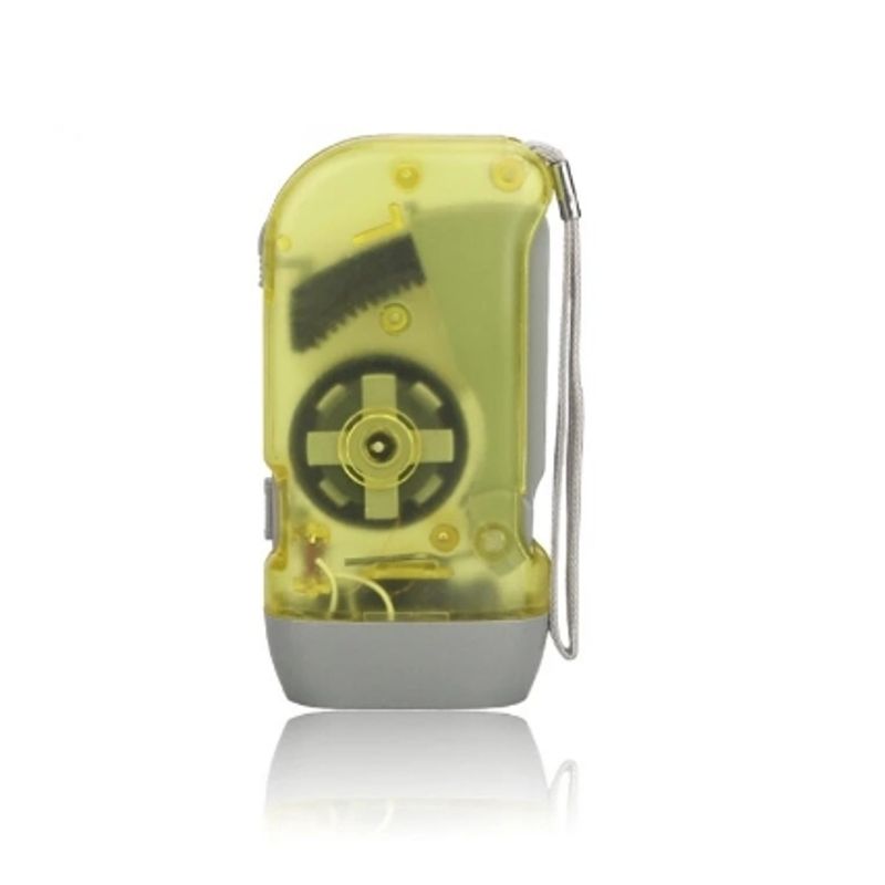GENERICO - Linterna dinamo led de presión manual para emergencia amarillo