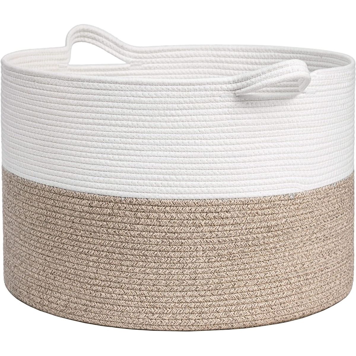 WAKESHOME - Cesta Canasto Para Ropa Juguetes Mantas Decoración con Asa Organizador Cuerda Tejida de Algodón