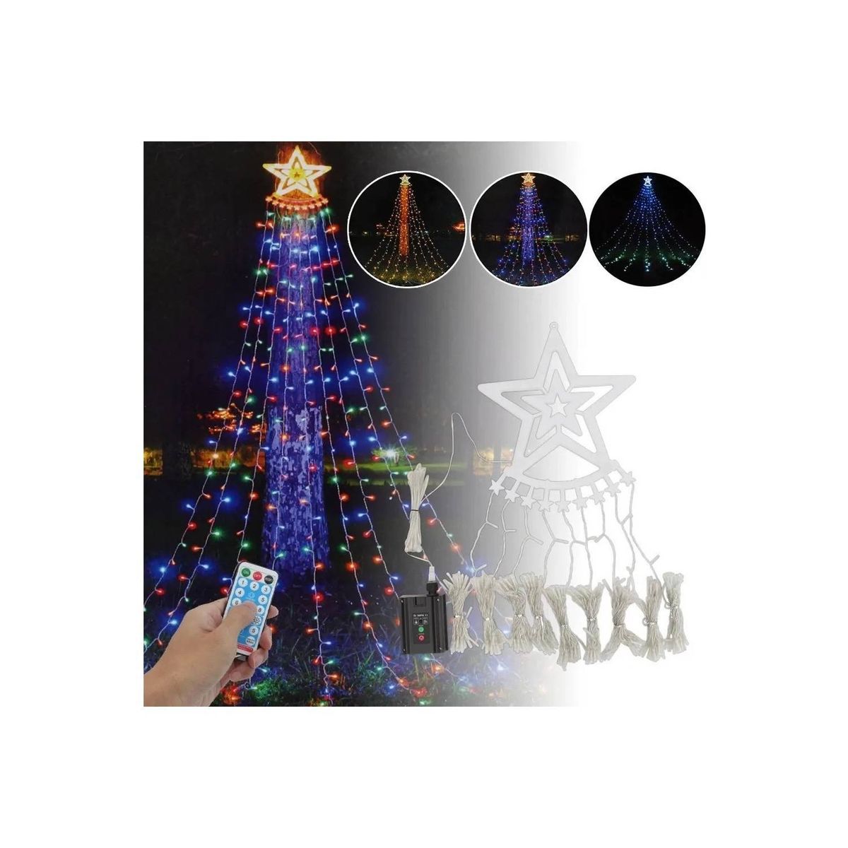 U BUY - Luz Cascada Navideño Solar Guirnalda 3.5 Mt+cont  Multicolor