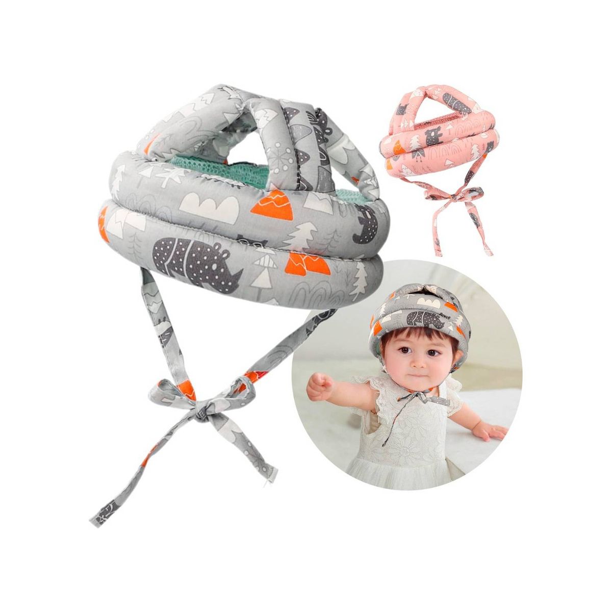 U BUY - Casco Gorro Protector Cabeza Acolchado Anti Golpes Para Bebé VERDE.